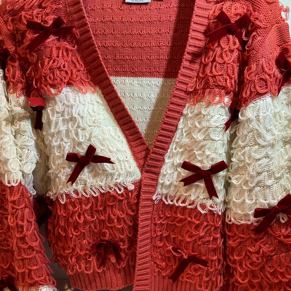 Cardigan sweater light weight over a plain dress for evenings